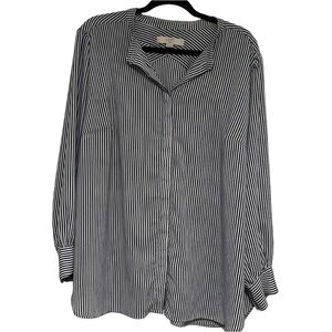 Loft Plus Striped Crossover Back Utility Blouse